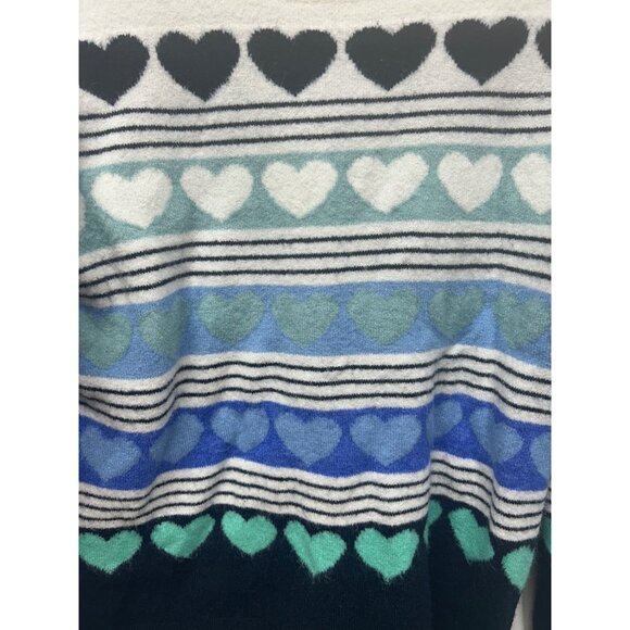 Talbots Womens Heart Pattern Sweater Multi-color novelty large - Picture 3 of 7